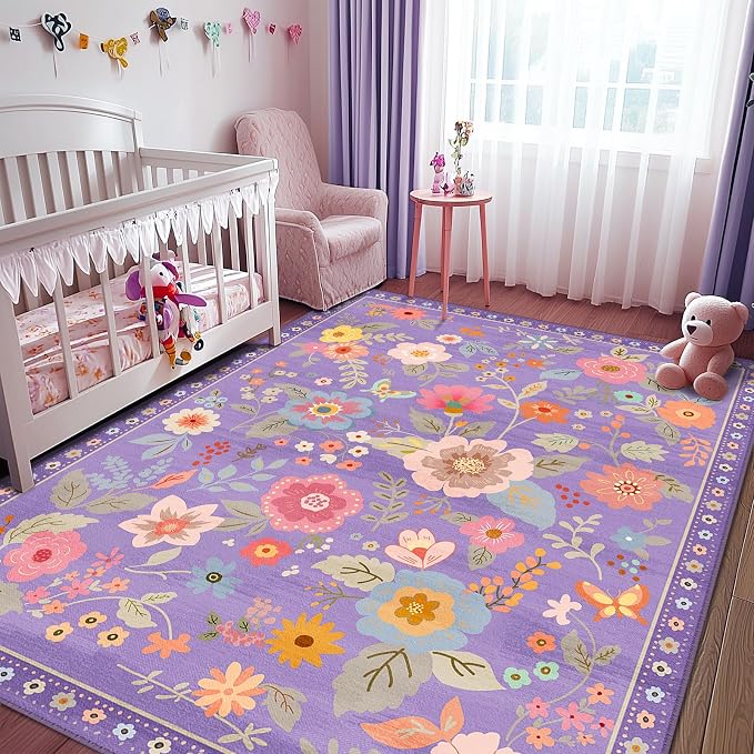 RELEANY Floral 3x5 Area Rugs Washable Print Boho Cute Carpet Non Slip Flower - Image 8