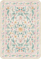 Pink Floral Rug 3x5 for Girls Bedroom, Washable Non-Slip Nursery Rug, Soft Cute - Image 2