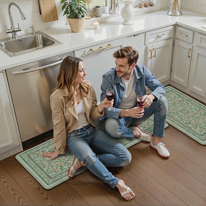 KIMODE Anti Fatigue Mats for Kitchen Floor, 17.3"x29"+17.3"x47" Farmhouse - Image 9