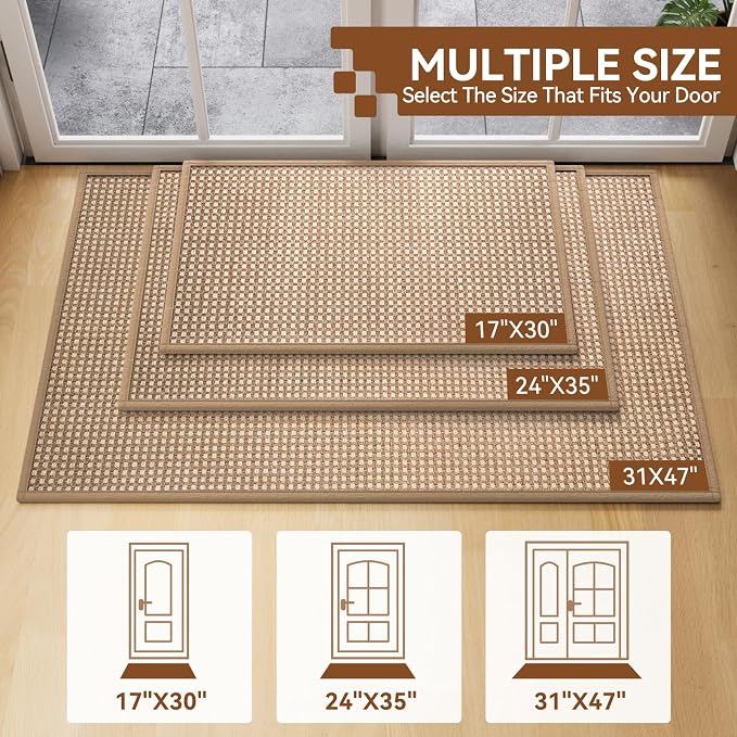 Front Door Mat, Absorbent Dirt Resist Washable Non Slip Low-Profile Indoor Mats - Image 2