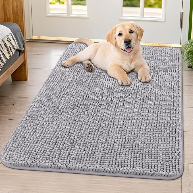 Smiry Dog Door Mat for Muddy Paws 40x32, Absorbent Dirt Trapper, Non-Slip by Smiry