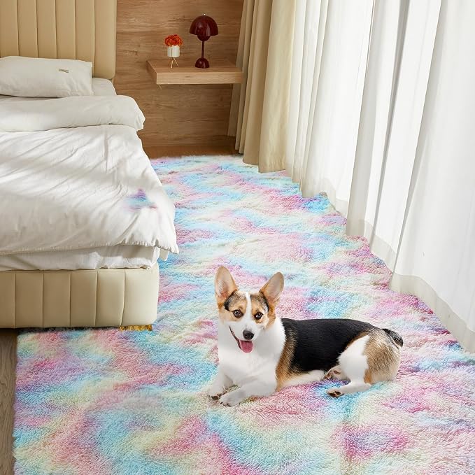 Ultra Soft Rug for Living Room, 5X8 Fluffy Shag Area Rug for Bedroom, Modern - Image 2