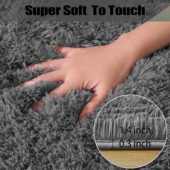 qulint Living Room Area Rug 8x10, Soft Fluffy Large Rug - Image 2
