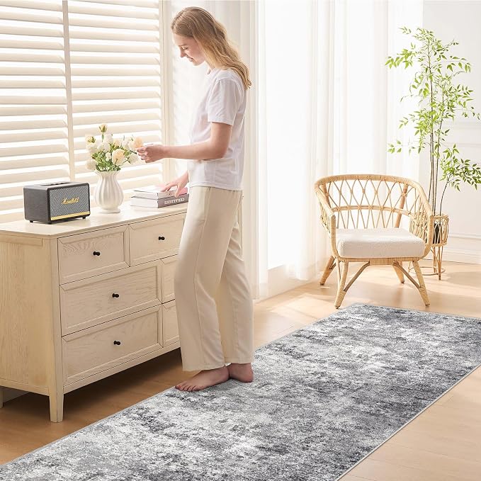 UERMEI 3x8 Washable Runner Rug for Hallway, Non Slip Low Pile Kitchen Carpet - Image 4