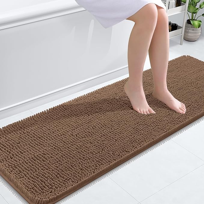 OLANLY Bathroom Runner Rugs 59x20, Extra Soft Absorbent Chenille Bath Rugs by OLANLY