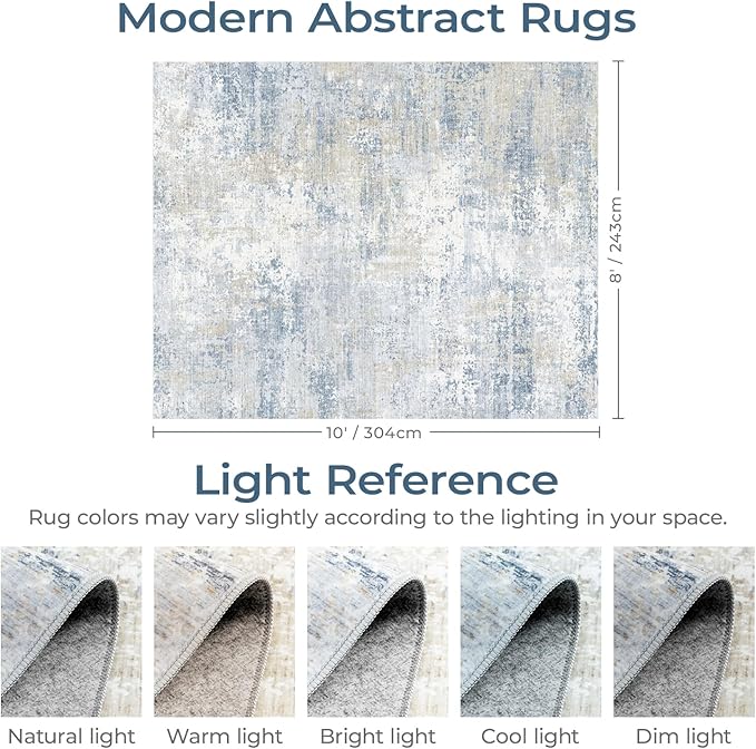 8x10 Washable Area Rug, Abstract Large Living Room Rug Non-Slip, Indoor Modern - Image 2