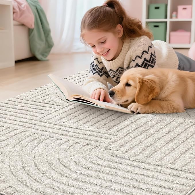 Pauwer 3x5 Washable Area Rugs for Living Room Modern Beige Solid Color Soft - Image 8