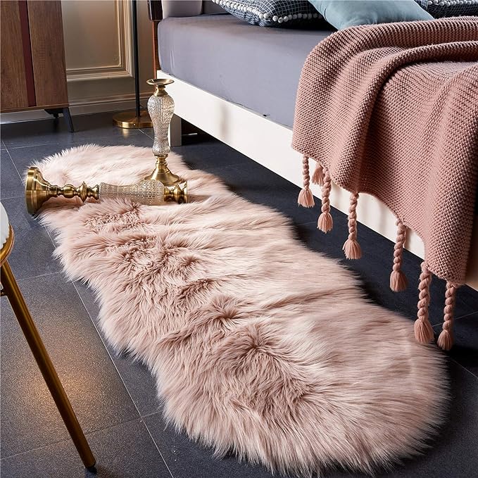 EasyJoy Ultra Soft Fluffy Shaggy Area Rug Faux Fur Rug Chair Cover Seat Pad by EasyJoy
