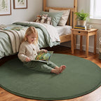 Amearea Sage Green Round Area Rugs 5ft Washable Circle Rugs - Image 4