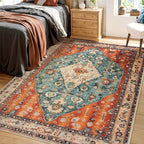 SERISSA Bedroom Rug 4x6 Boho Tribal Rug, Vintage Washable Area Rugs Non Slip by SERISSAHomeDecorCollection