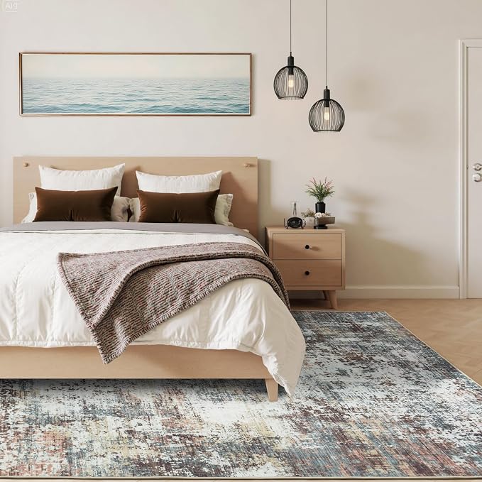 5x7 Area Rugs, Abstract Modern Machine Washable Rugs - Image 7