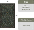 GENIMO Washable 3x5 Area Rug, Soft Vintage Floral Boho Carpet, Low-Pile - Image 2