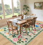 10x12 Area Rugs for Living Room: Floral Washable Rug Vintage Large Soft Boho - Image 4