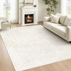 6x9 Area Rugs for Living Room: Washable Vintage Floral Rug Low Pile Non-Slip by LOSBULAKE