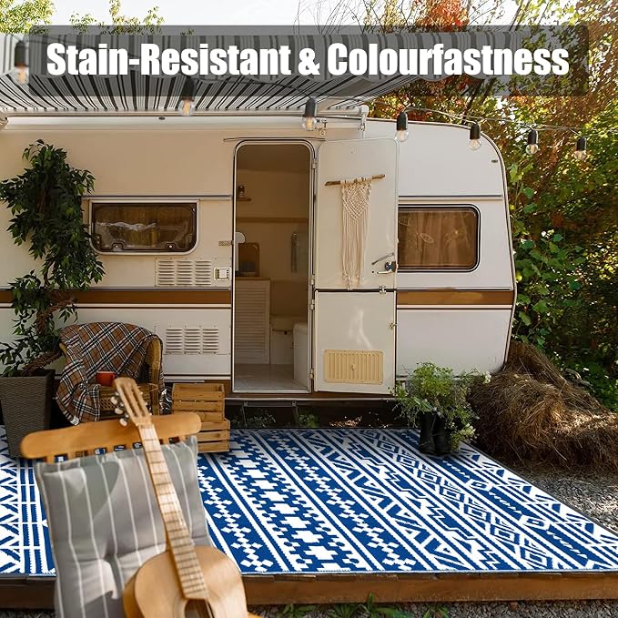 HUGEAR Outdoor Plastic Straw Rug, Waterproof Outdoor Rugs - Image 3