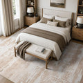 DCX Abstract Area Rug 6x9, Washable Beige Brown Modern Rug by DCXWashableRug