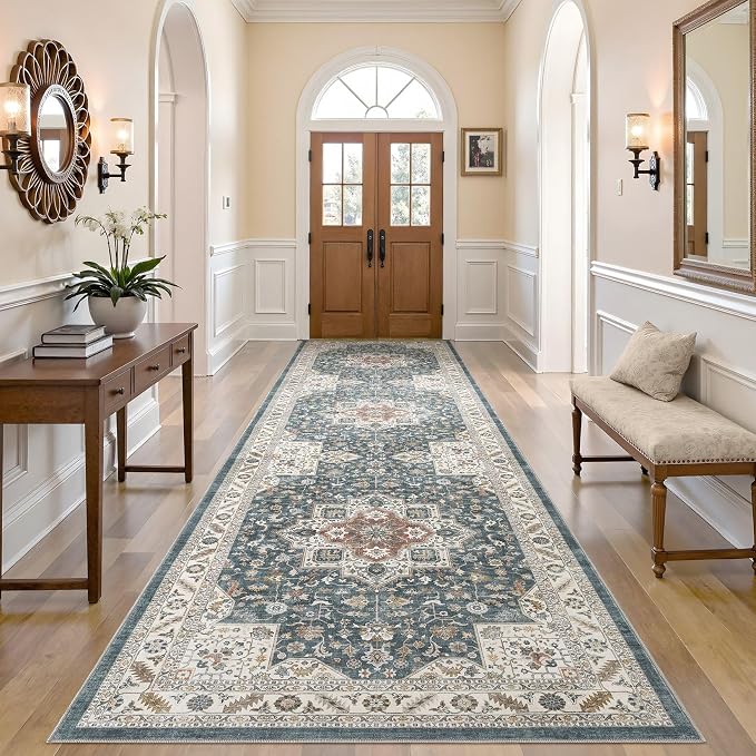 Vintage Hallway Runner Rug 3x10: Large Soft Washable Entryway by COTILED