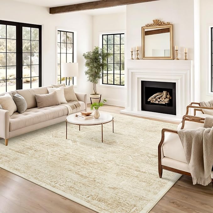 Soalmost 6x9 Area Rug for Living Room Floral Washable Non-Slip Modern Rugs for - Image 8