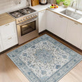 RELEANY Area Rugs Square 4ft Washable Non-Slip, Floral Vintage Distress by RELEANY