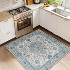 RELEANY Area Rugs Square 4ft Washable Non-Slip, Floral Vintage Distress by RELEANY