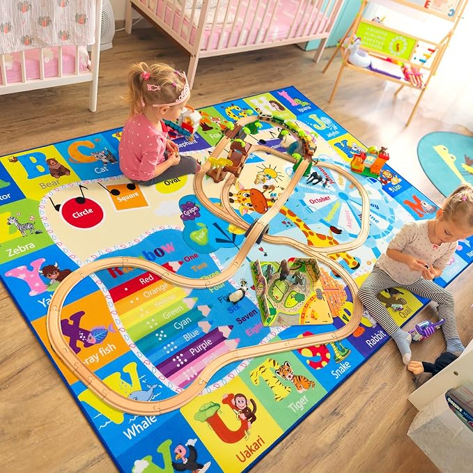 Kids Rugs for Playroom Bedroom Classroom Nursery, Non-Slip and Washable Rugs - Image 7
