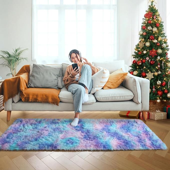 ONASAR Rainbow Runner Rugs for Bedroom Living Room, Fluffy 2x6 Bedside Hallway - Image 8