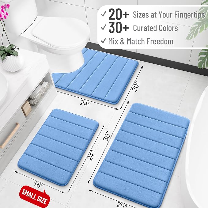 OLANLY Memory Foam Bath Mat 30x20, Super Soft Absorbent Bathroom Rugs, Quick Dry - Image 2