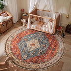 SERISSA Boho Round Area Rug, 4ft Washable Non-Slip Circle Rug, Ultra Soft - Image 2