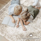 Area Rug 6x9 Washable Rug, Vintage Boho Medallion Rugs Non-Slip Soft Low Pile - Image 4