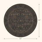 Brown Floral 6ft Round Rug for Living Room Kitchen Dining Room Under Table - Image 2