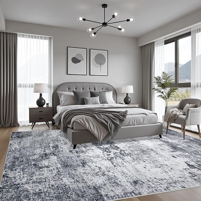 6x6 Area Rug Living Room Rug: Washable Modern Abstract Soft Thin Rug Indoor - Image 3