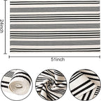 Black and White Striped Outdoor Rug 24'' x 51''Farmhouse Front Porch Rug - Image 2
