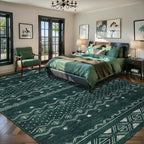 SERISSA 9x12 Area Rugs for Living Room, Washable Non-Slip Dark Green Boho Rug - Image 2
