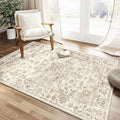 3x5 Washable Neutral Area Rug Beige Vintage Entryway Office Carpet Non-Slip by WondRg