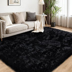 4x6 Area Rug for Living Room:Ultra Soft Fluffy Shag Black Rugs, Large Fuzzy - Image 2