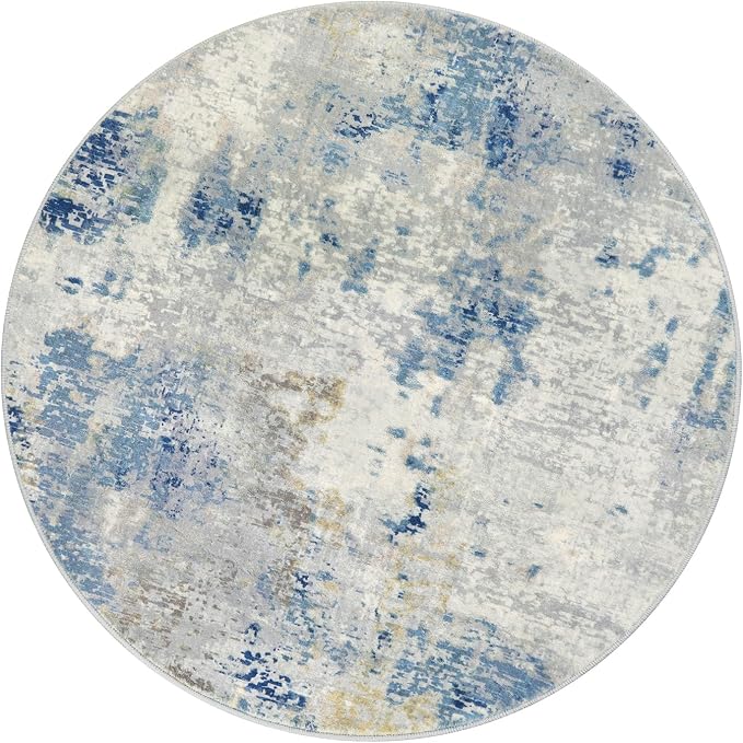 Lahome Washable Round Rug 5Ft, Soft Contemporary Large Indoor Carpet - Image 9