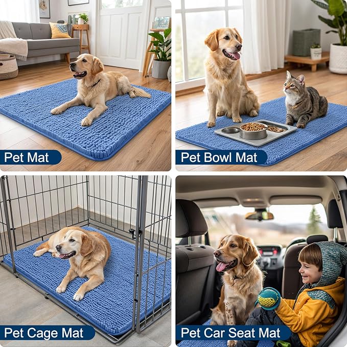 Smiry Dog Door Mat for Muddy Paws 48x30, Absorbent Dirt Trapper, Non-Slip - Image 6