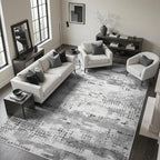 DCX Abstract Area Rug 9x12, Washable Gray Modern Rug - Image 2