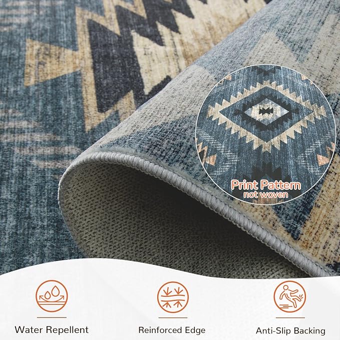 BESTSWEETIE Area Rug 8x10 Rug Machine Washable Non-Slip Low Pile Print Pattern - Image 3
