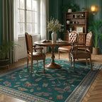 DCX 4x6 Washable Insect Rug, Vintage Gothic Deep Teal Rug - Image 5