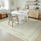 Sage Green Area Rug for Bedroom Neutral Boho Farmhouse Floral Distressed Design - Image 2