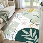 Lahome Green Botanical Print Small Throw Rugs Modern Abstract Non-Slip 3x5 by Lahome