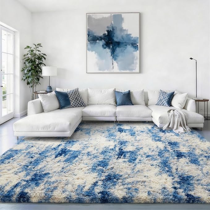 Ophanie 8x10 Blue and Gray Area Rugs by Ophanie