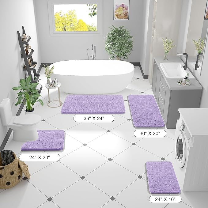 OLANLY Bathroom Rugs 36x24, Extra Soft Absorbent Chenille Bath Rugs, Rubber - Image 2