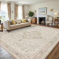 Rugxara 8x10 Washable Area Rug for Living Room, Vintage Neutral Extra Large by Rugxara