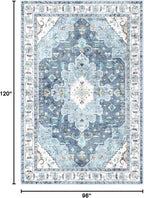 SERISSA Boho 8x10 Area Rugs Blue, Washable Vintage Large Living Room Rug - Image 2