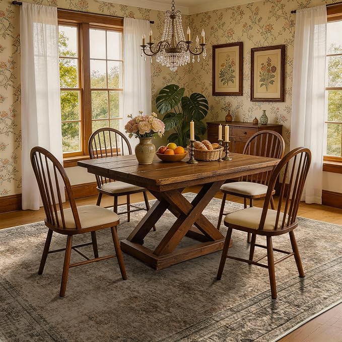 LIANLAM 6x9 Washable Area Rug, Vintage Boho Traditional Pattern, Non-Slip Stain - Image 3