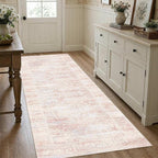 Latte&Fog Pink Washable Kitchen Runner Rug 2.6x8, Non Slip Low Pile Vintage Rugs - Image 2