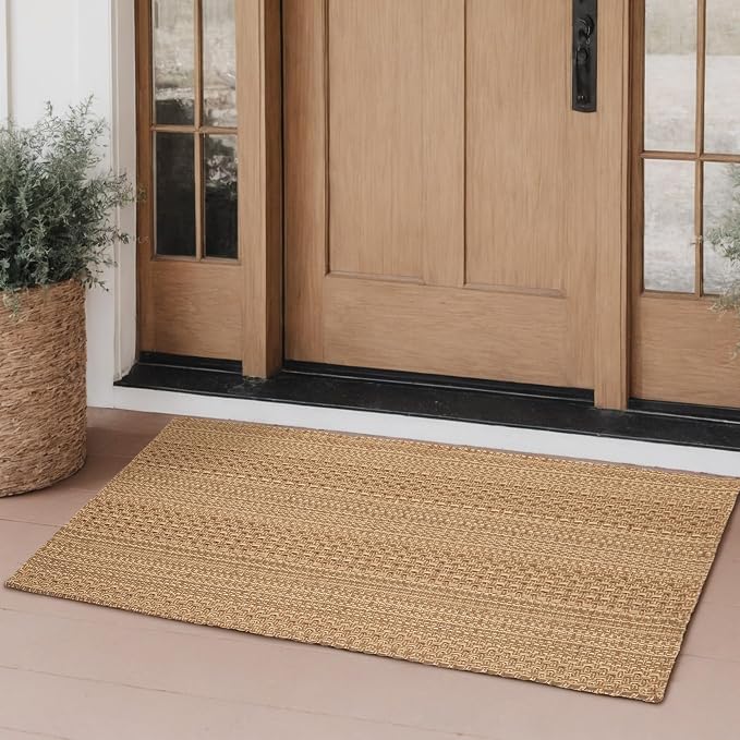 MatEssenz 27.5"x43" Washable Outdoor Front Door Mat, Textured Natural Woven - Image 7