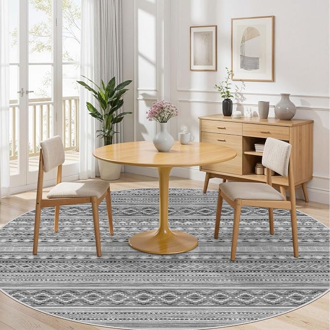 cotiled 8x8 Round Area Rugs Living Room Rug: Washable Boho Rugs - Image 4